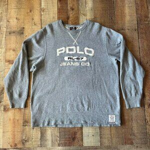 Polo Ralph Lauren RL-67 Jeans Co. Pullover Crewneck Sweater Mens X-Large Gray